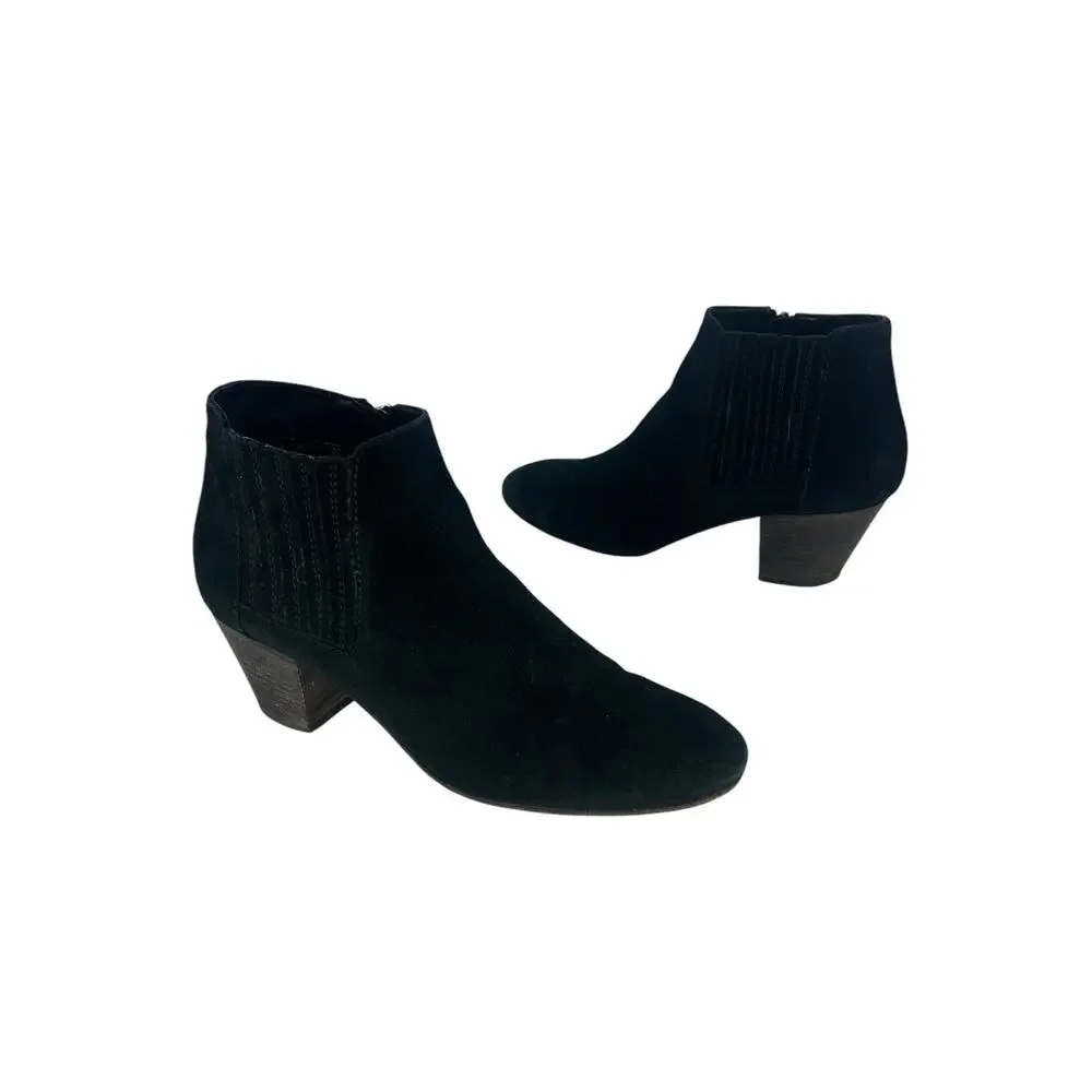 Aquatalia Suede Interior Zip Ankle Boots Black 7.5